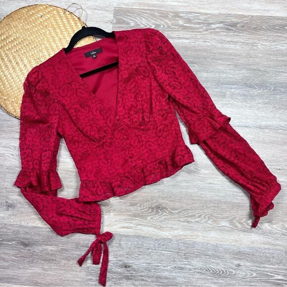 Lulus call me romantic red lace blouse - Picture 9 of 9